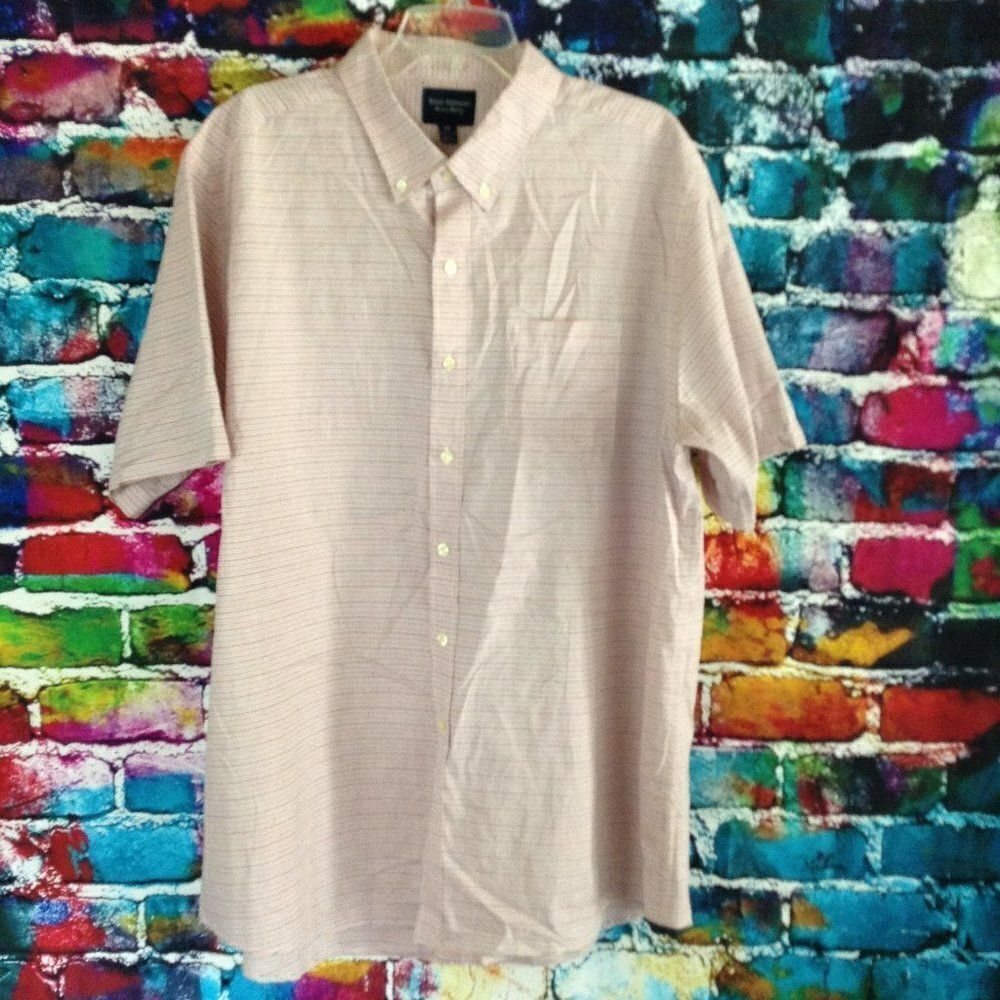 Reed Edward Washed Shirting Short Sleeve Button Down Shirt 2XL Stripes